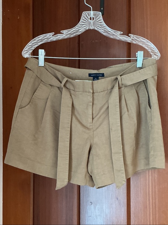 Tommy Hilfiger Pants - Tommy Hilfiger Women's Tan High-Waist Tie-Front Shorts